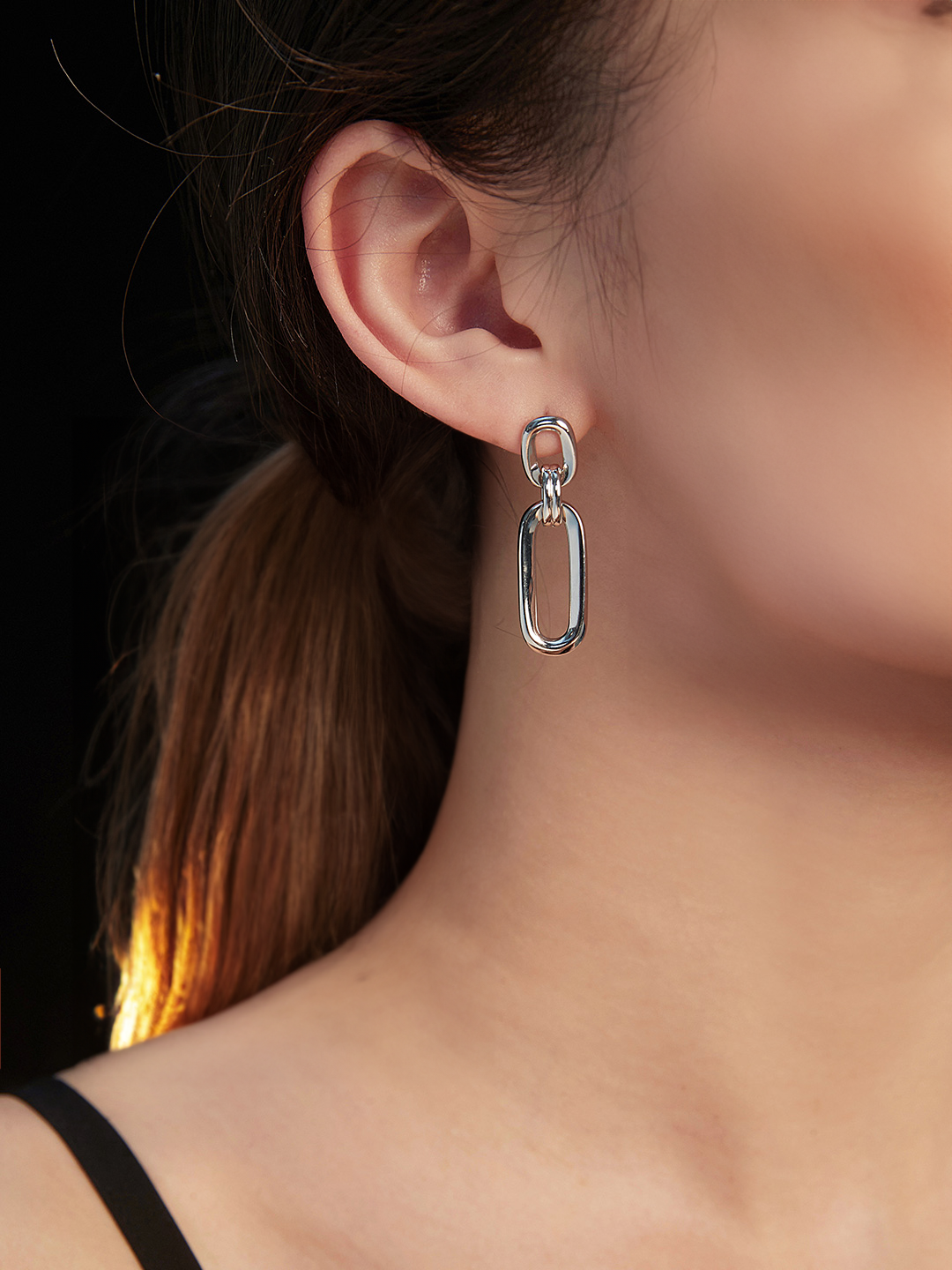 Orecchini ad incastro a forma quadrata in argento sterling