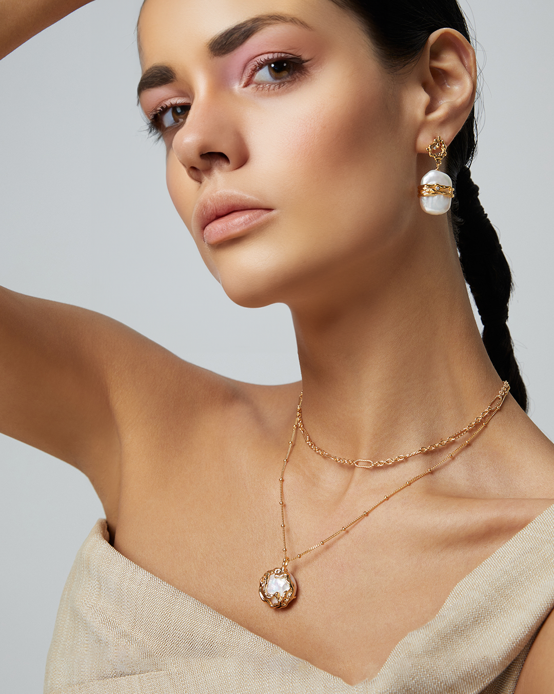 Natural Pearl two side Necklace