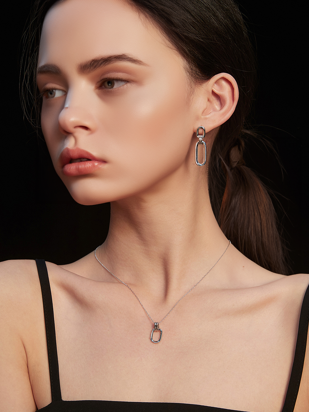 Orecchini ad incastro a forma quadrata in argento sterling