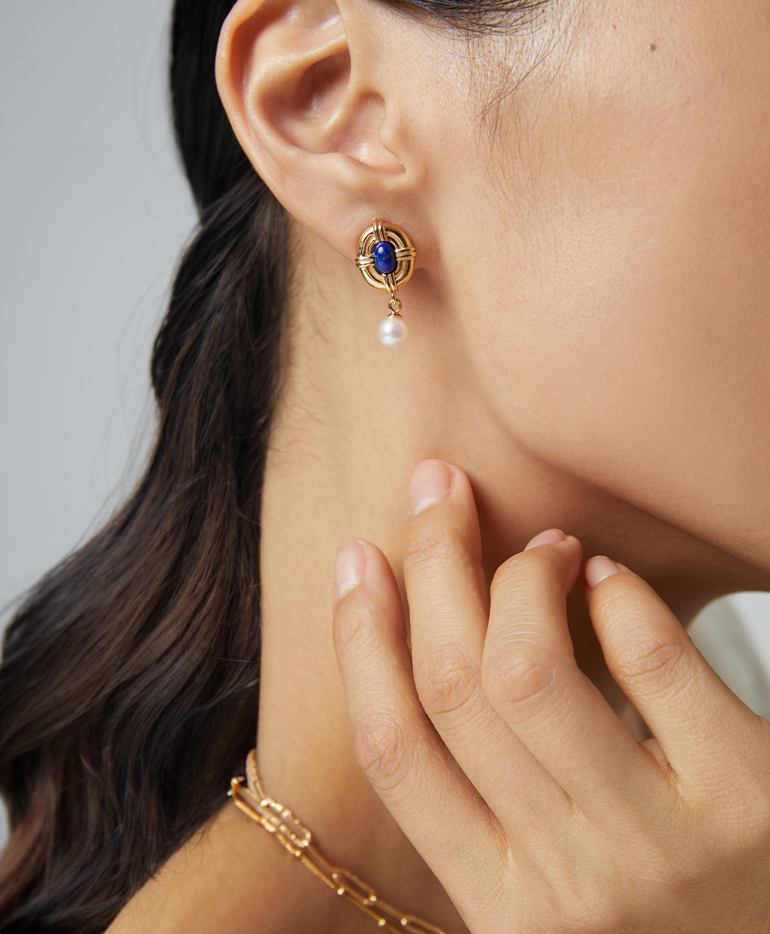 Lazurite Pearl Earrings