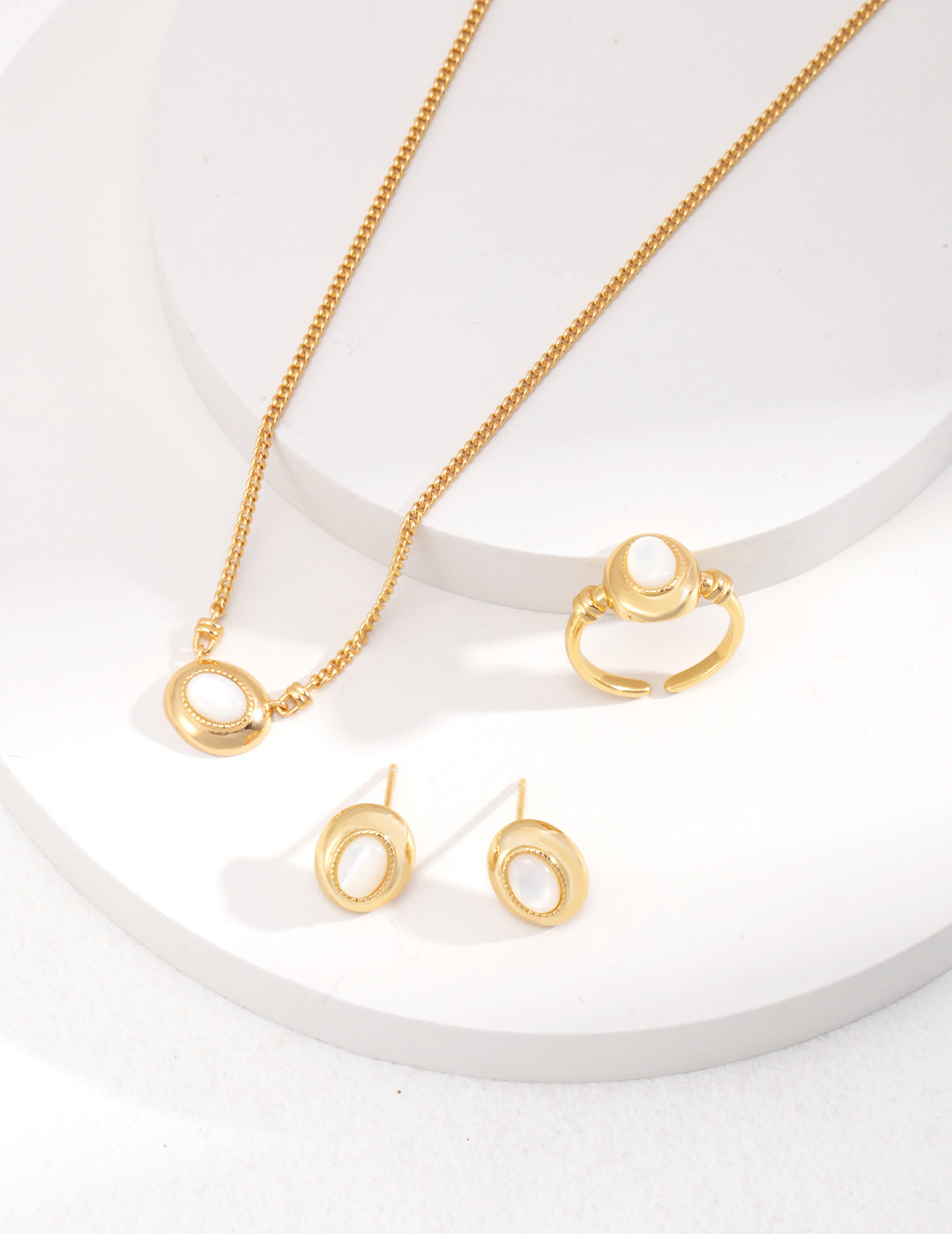 Golden Mother Of Pearl Earrings