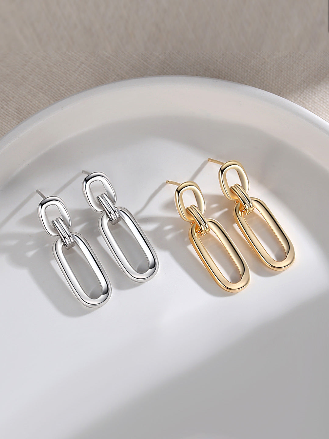 Sterling Silver Square Shape interlocking Earrings