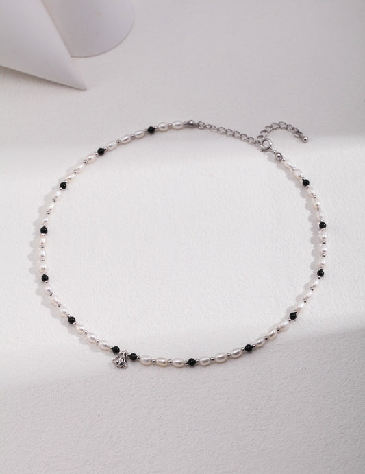 Black Agate Silver Necklace